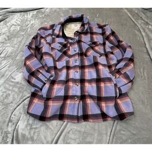 Sage Collective Plaid Shacket Fleece Sherpa Lined Jacket Womens Large